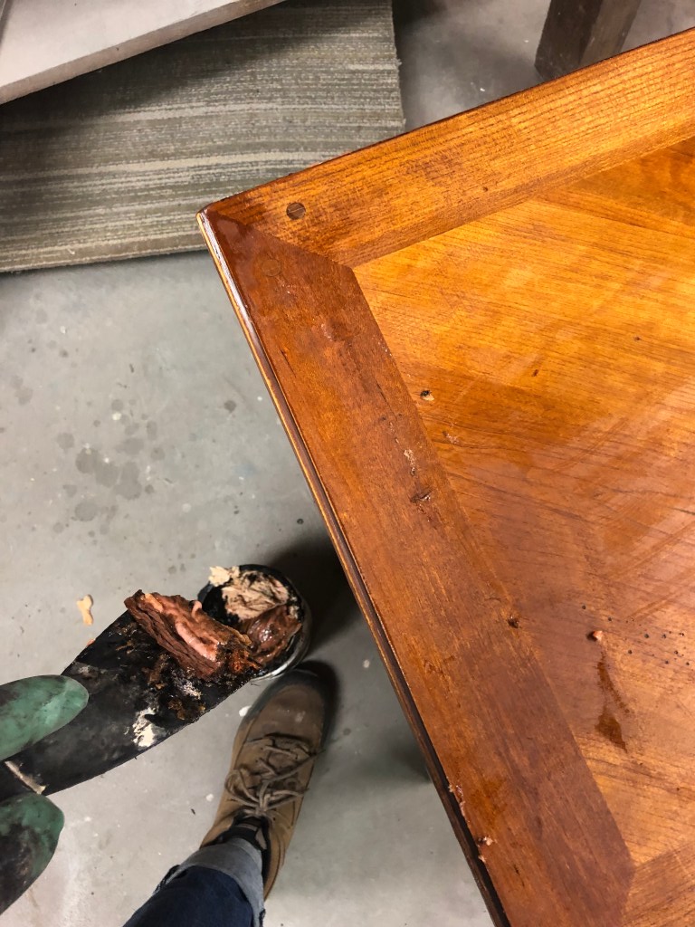 stripping finish off a table 