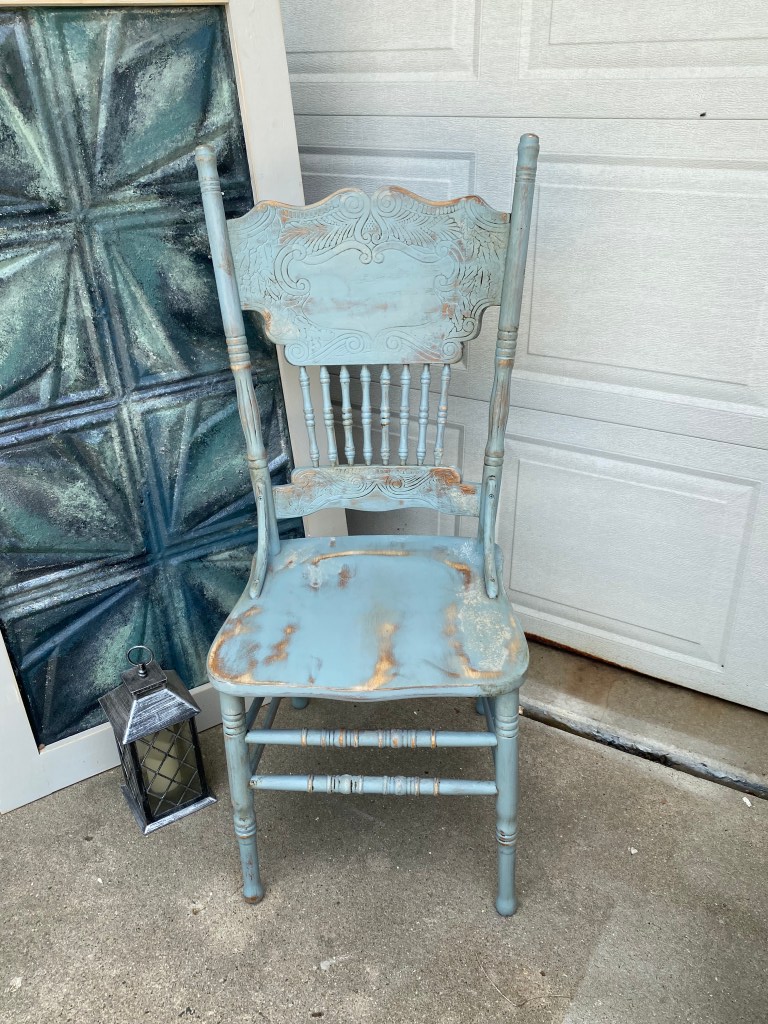painted oak pressed back chair
