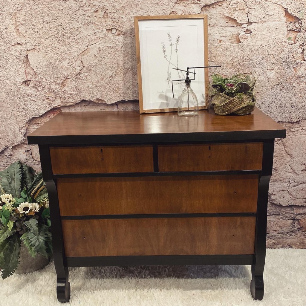 stained and painted dresser 