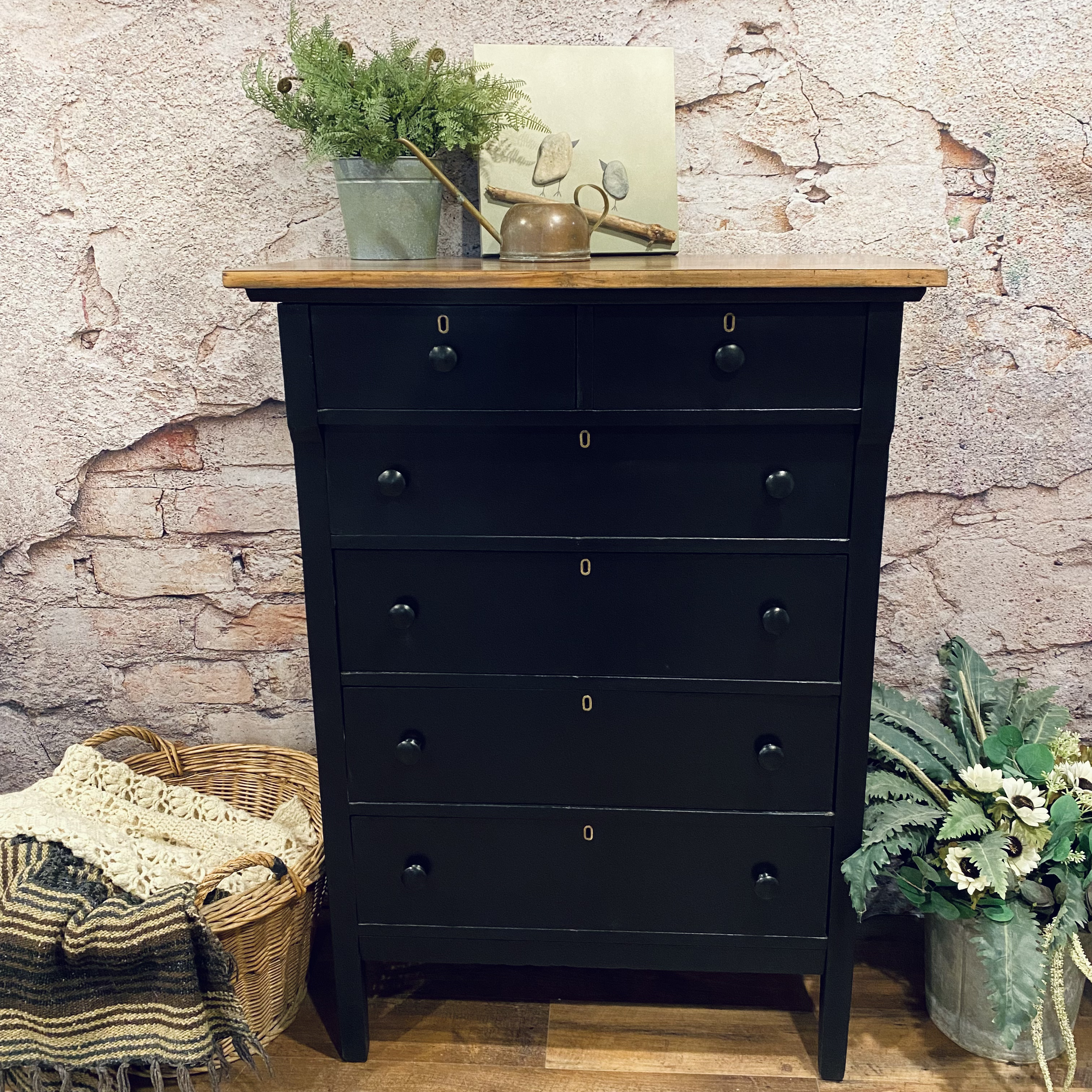 stained and painted dresser